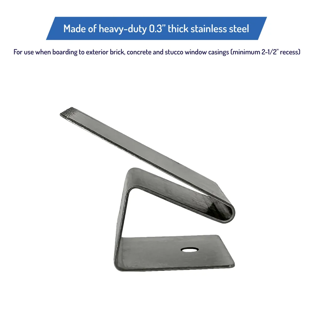 Hurricane Window Clips, Universal Fit 1/2", 5/8", 3/4" - Stainless Rvs