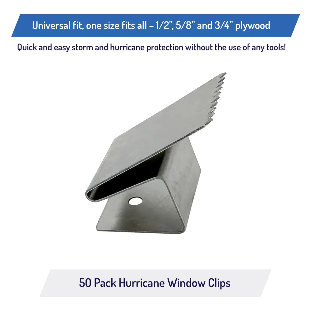 Hurricane Window Clips, Universal Fit 1/2", 5/8", 3/4" - Stainless Rvs