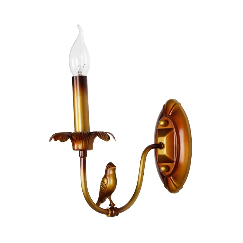 Kaars Metaal Schanslamp Traditioneel 1-lichts gang Wandlamp messing met/zonder kap
