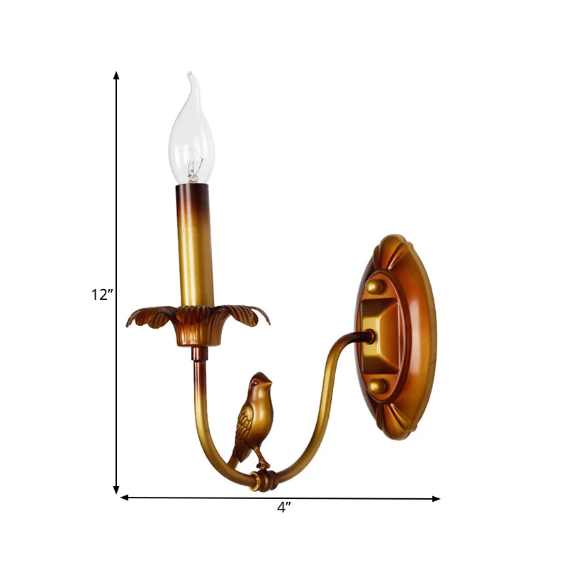Kaars Metaal Schanslamp Traditioneel 1-lichts gang Wandlamp messing met/zonder kap