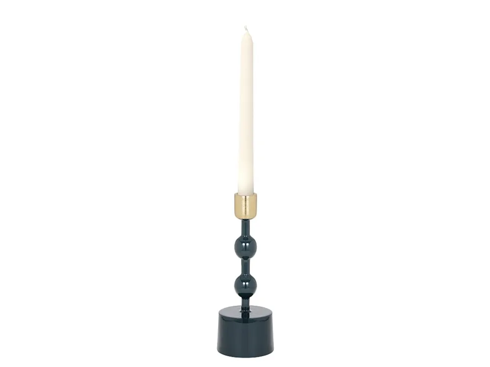Kaarsenhouder van geëmailleerd aluminium - H.22 cm - Eendeblauw - PARINA