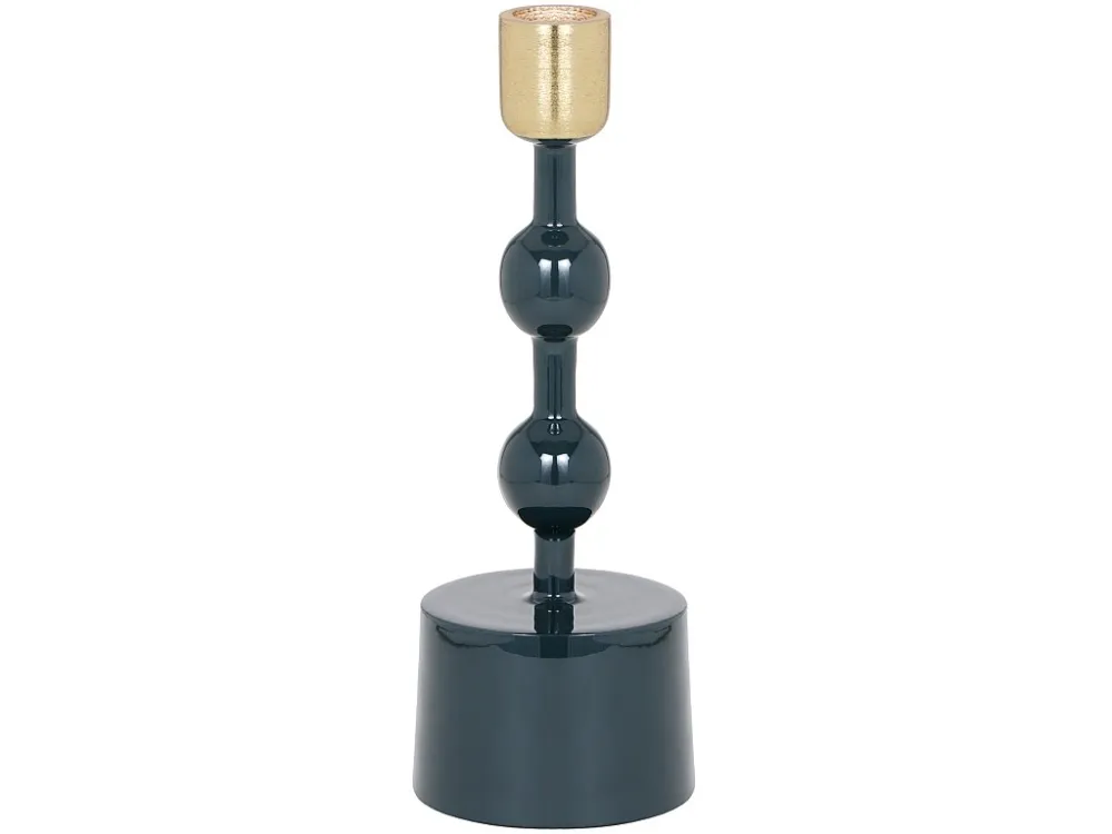 Kaarsenhouder van geëmailleerd aluminium - H.22 cm - Eendeblauw - PARINA