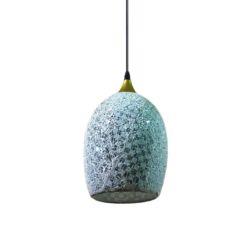 1 lamp eettafel ophanging hanger Tiffany zwarte hanglampset met eivormige rood/roze/zwart craquelé glazen kap