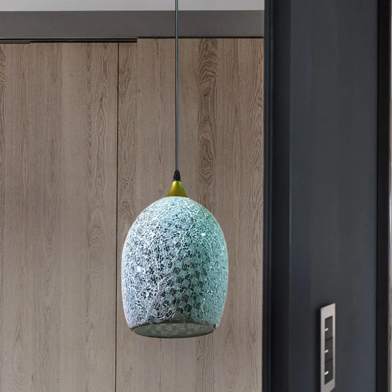 1 lamp eettafel ophanging hanger Tiffany zwarte hanglampset met eivormige rood/roze/zwart craquelé glazen kap