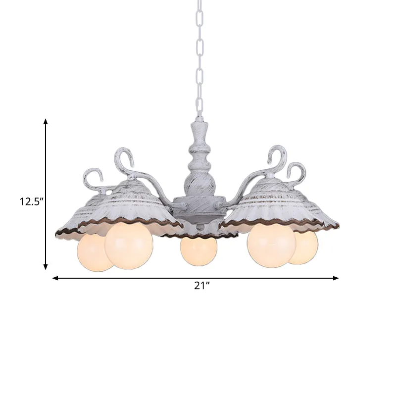 3/5 lampen hangende kroonluchter platteland geschulpte conische keramiek neerwaartse verlichting wit