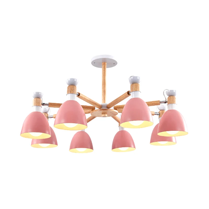 Macaroon Horn Shape Hanging Chandelier Van metaal Hanging Pendant Living Room Pink