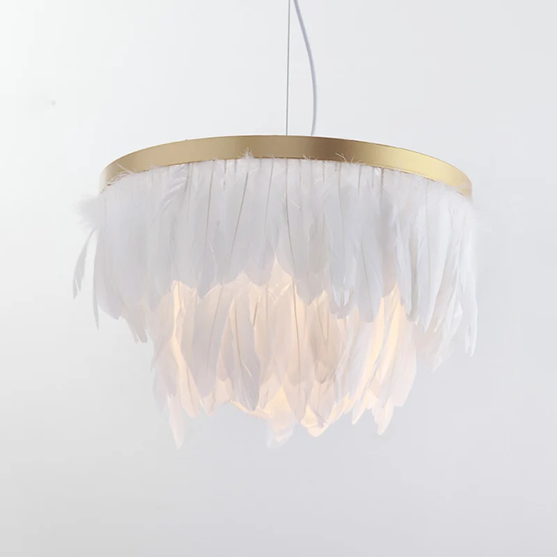 Postmoderne gelaagde hanglamp Kit Feather 1-kops eetkamer hanglamp wit/blauw