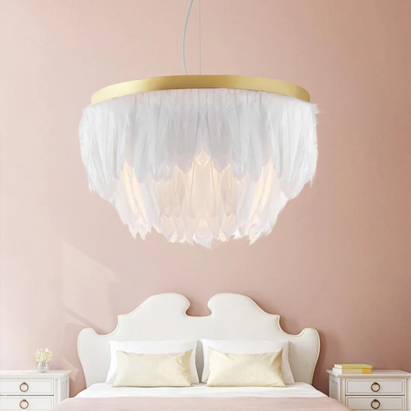 Postmoderne gelaagde hanglamp Kit Feather 1-kops eetkamer hanglamp wit/blauw