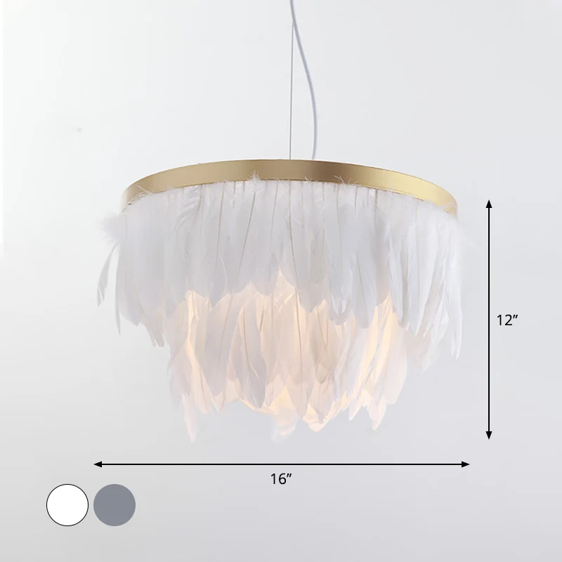 Postmoderne gelaagde hanglamp Kit Feather 1-kops eetkamer hanglamp wit/blauw