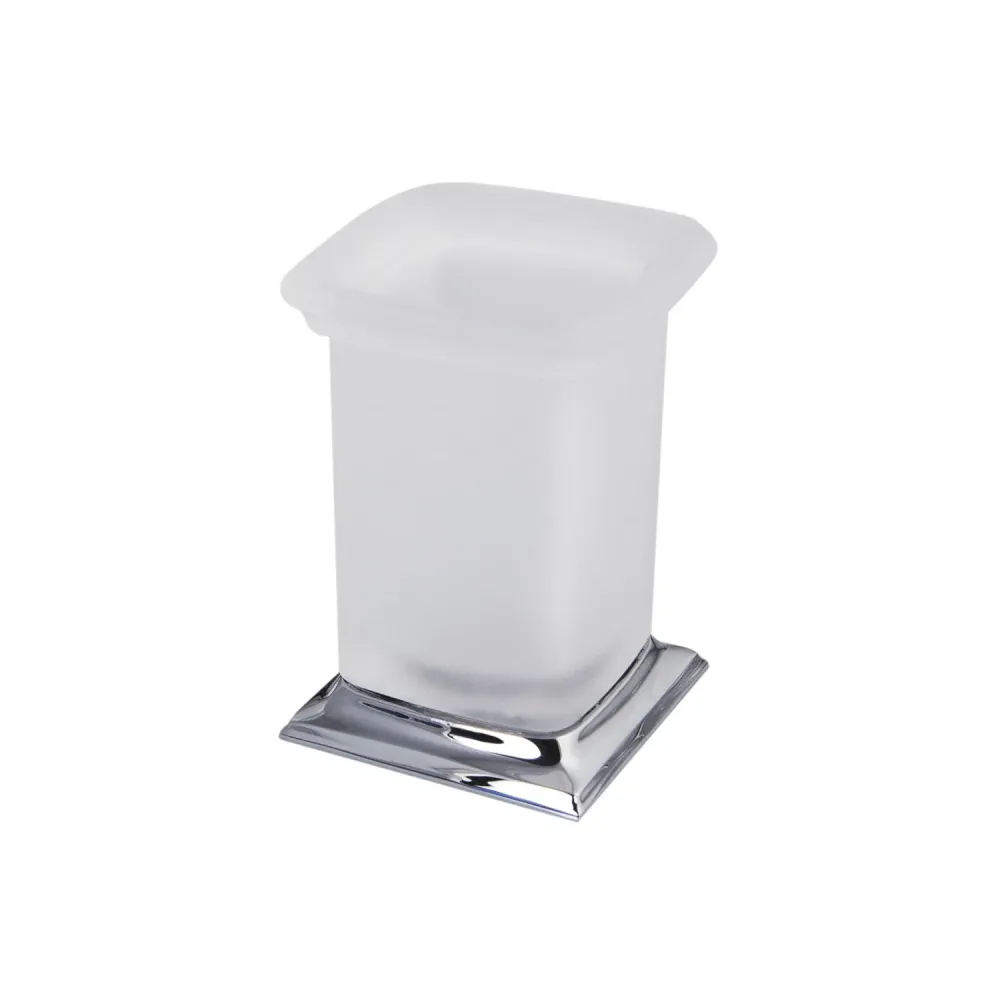 Support cup holder chromed geel koper and frosted glass Portofino collection Colombo Design