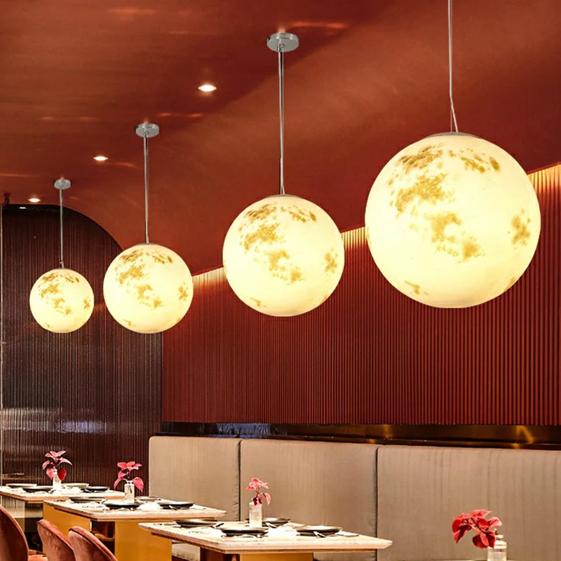 Witte maan ophangverlichting Noordse hanglamp van hars met één lamp voor restaurant