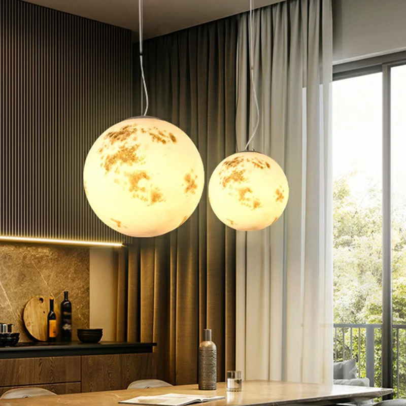Witte maan ophangverlichting Noordse hanglamp van hars met één lamp voor restaurant