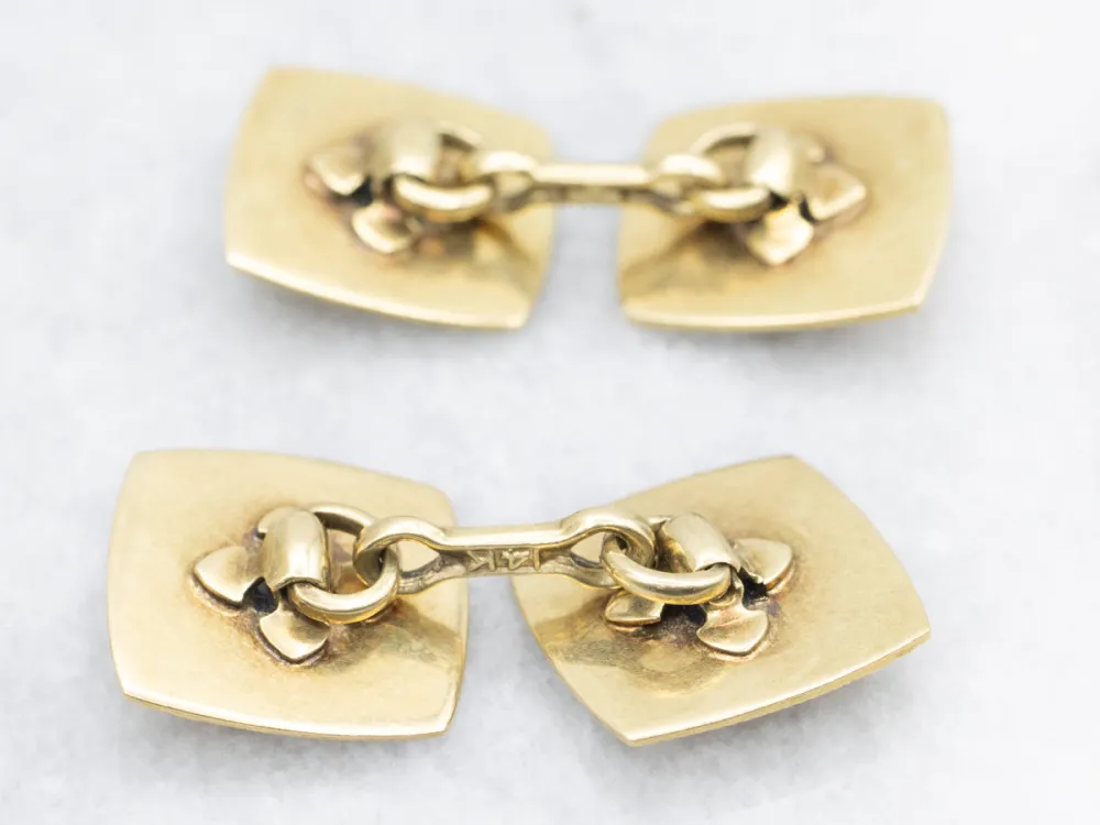 Mid Century Sapphire Cabochon and Gouden Cufflinks