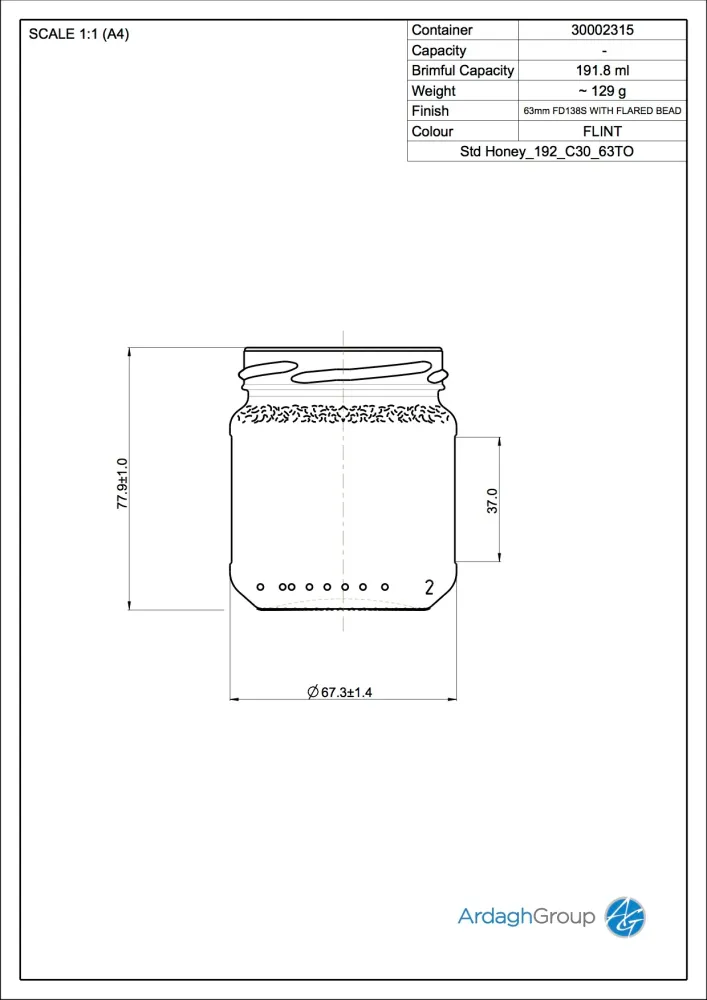 192ml Honingpot - Ardagh
