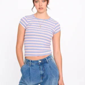 T-shirt streepjes blauw-roze 24Colours