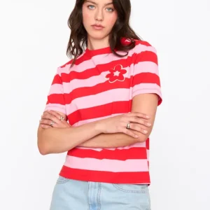 T-shirt streepjes rood-roze 24Colours