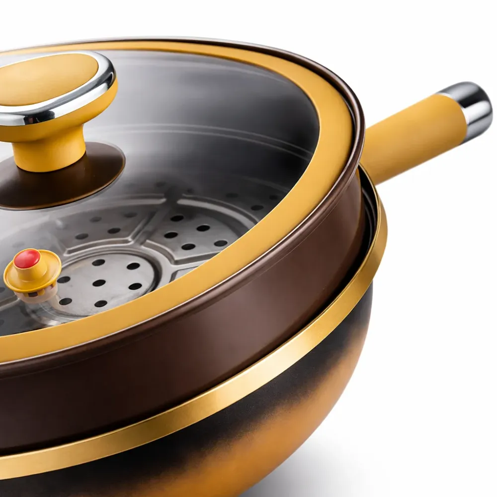 Anti-aanbakpan met stoommand | Titanium | Glazen deksel | Kitchen4You