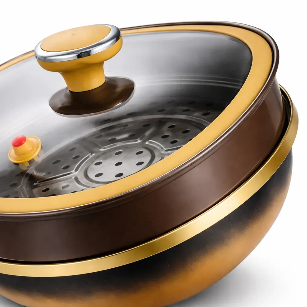 Anti-aanbakpan met stoommand | Titanium | Glazen deksel | Kitchen4You