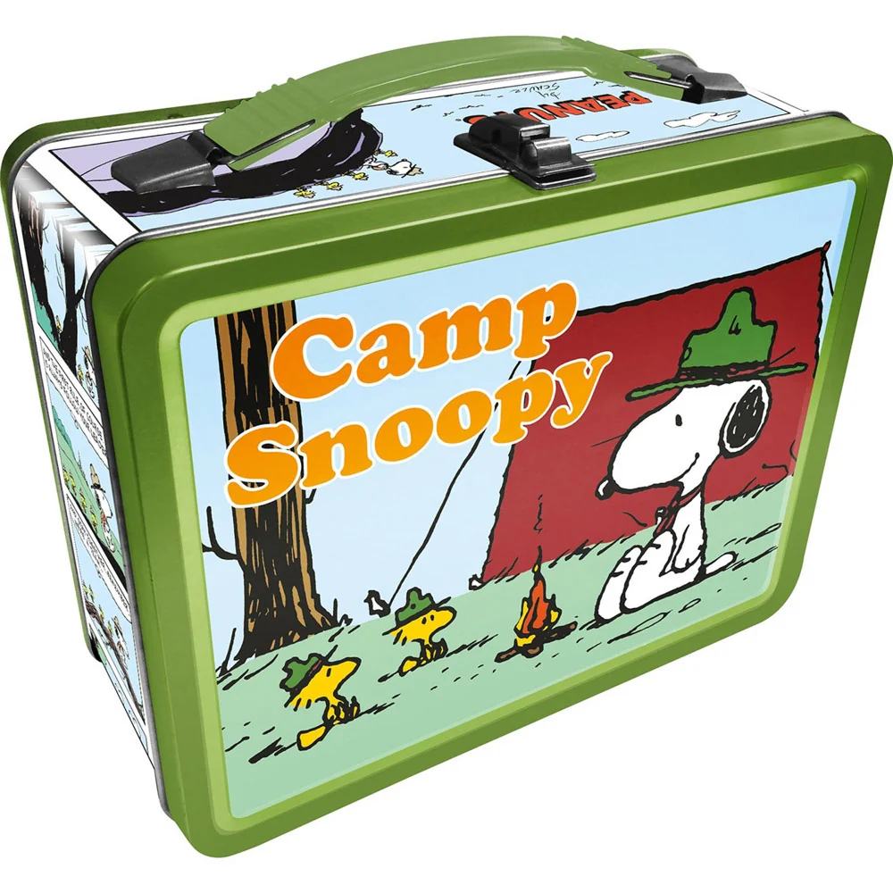 Tin Carry All Fun Lunch Box Peanuts Camp Snoopy Aquarius