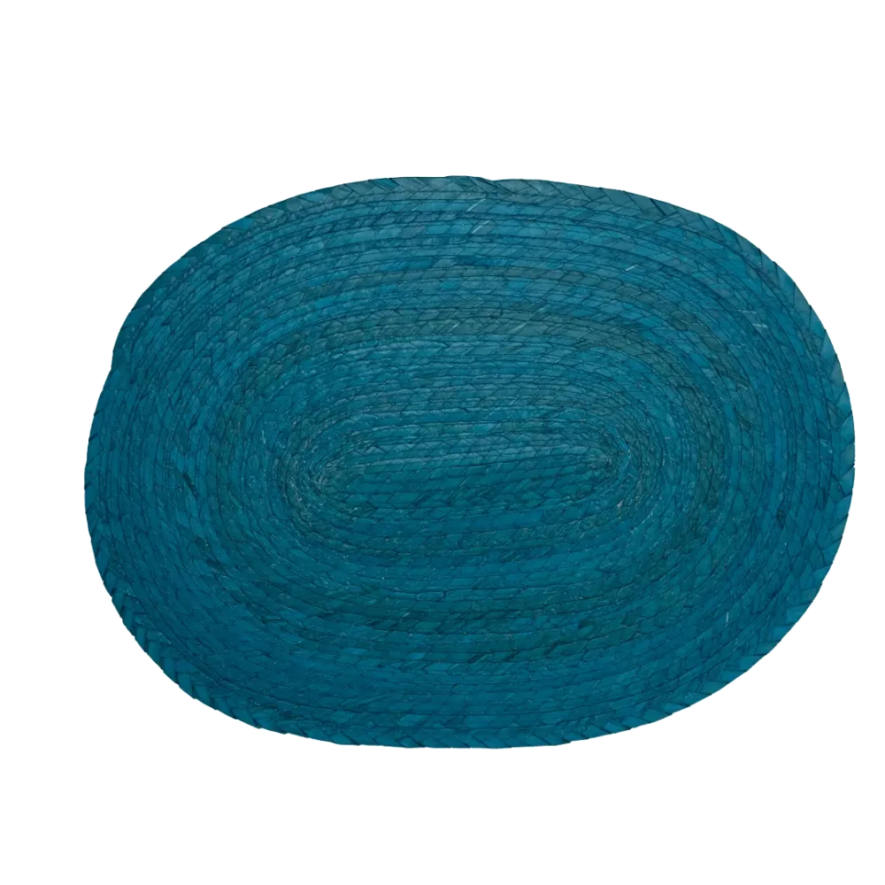 Mantel Individual Tejido En Hoja De Palma Color Turquesa Artesania