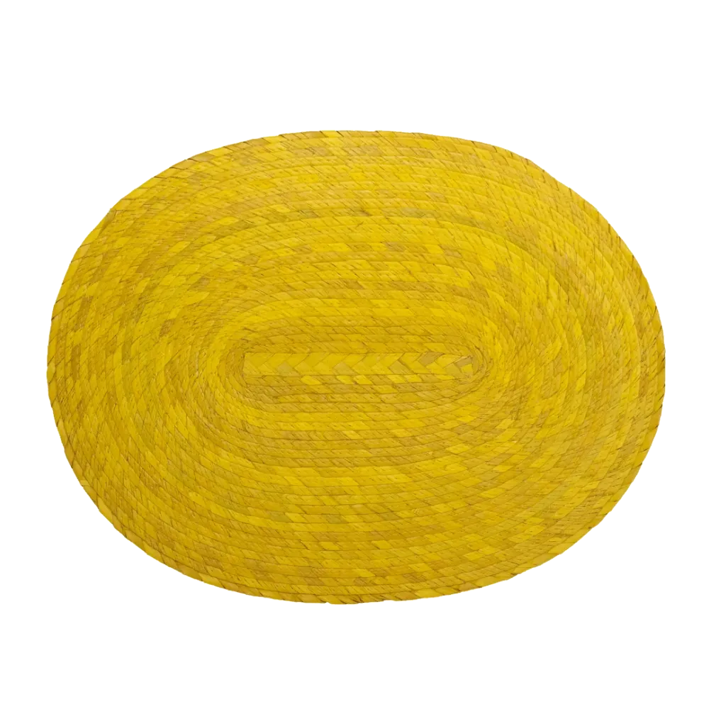 Mantel Individual Tejido En Hoja De Palma Color Amarillo Artesania