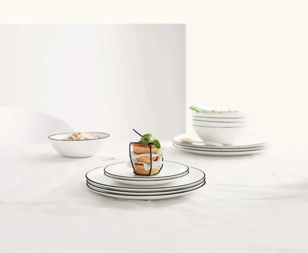 ASA Selection Diepe Borden / Pastaborden Table Ligne Noire ø 22 cm - 4 Stuks