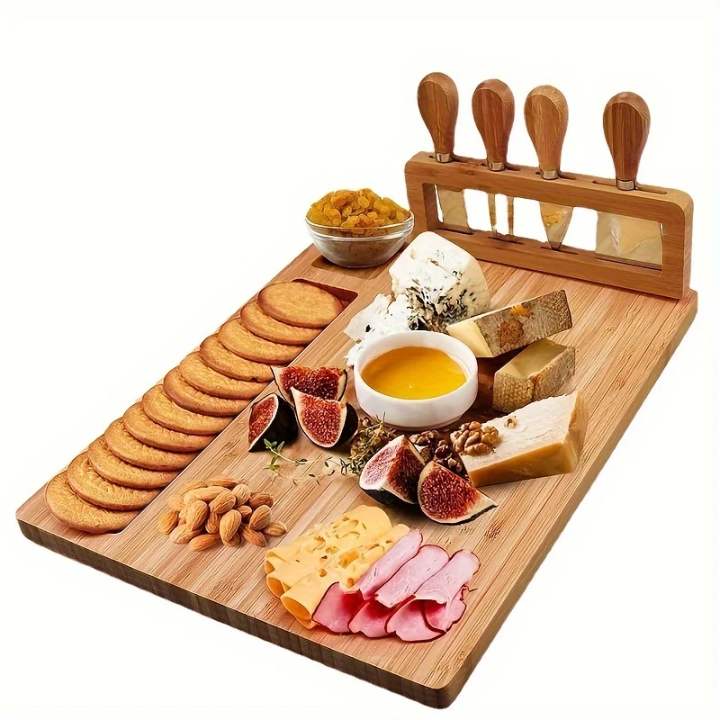 Bamboe Kaasplank Set met Bestekhouder - Kitchen4You