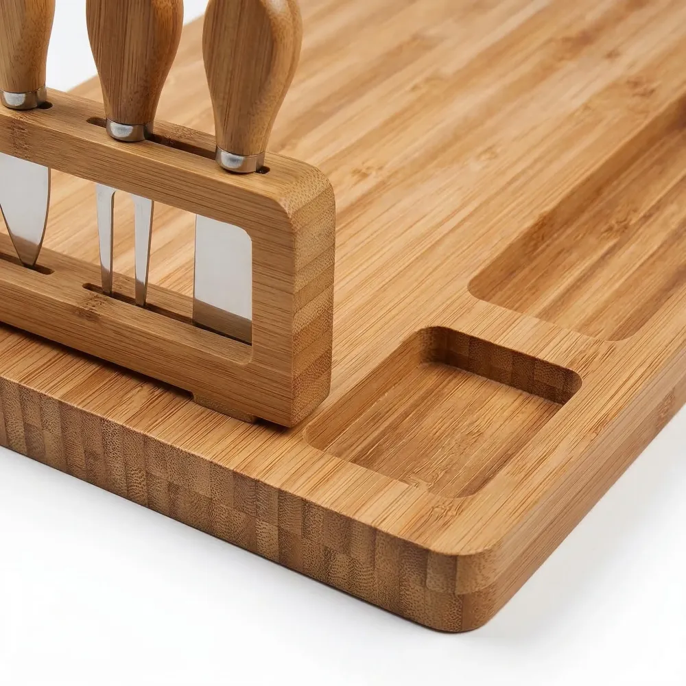 Bamboe Kaasplank Set met Bestekhouder - Kitchen4You