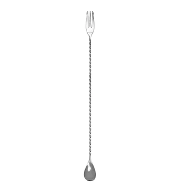 Bar Professional Barlepel met vork 40 cm Roestvrijstaal Zilver