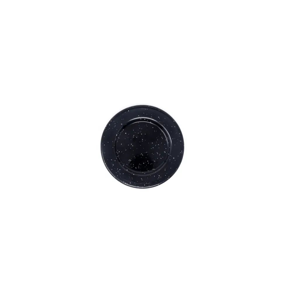 Plato Peltre No.16 Negro Moteado Liso Baro Industrial