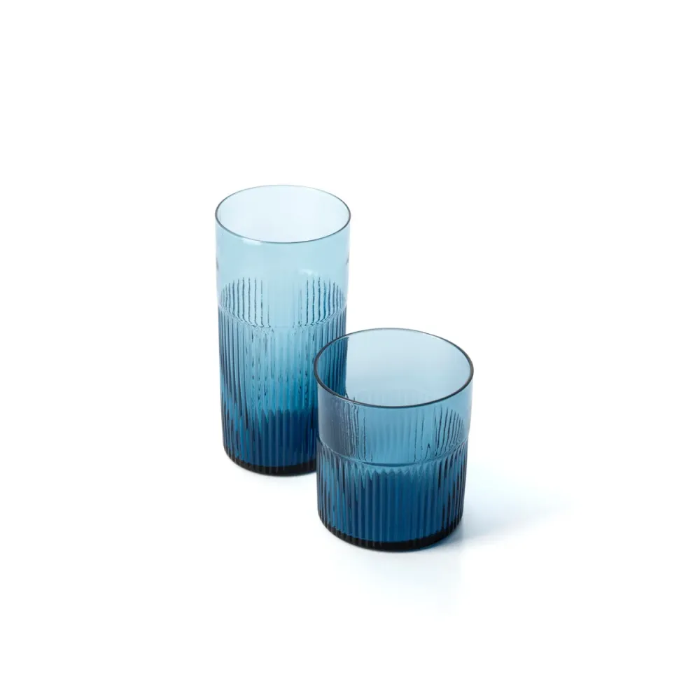 De azuurgeribbelde lage tumbler - blauw Bazar Bizar Antwerp