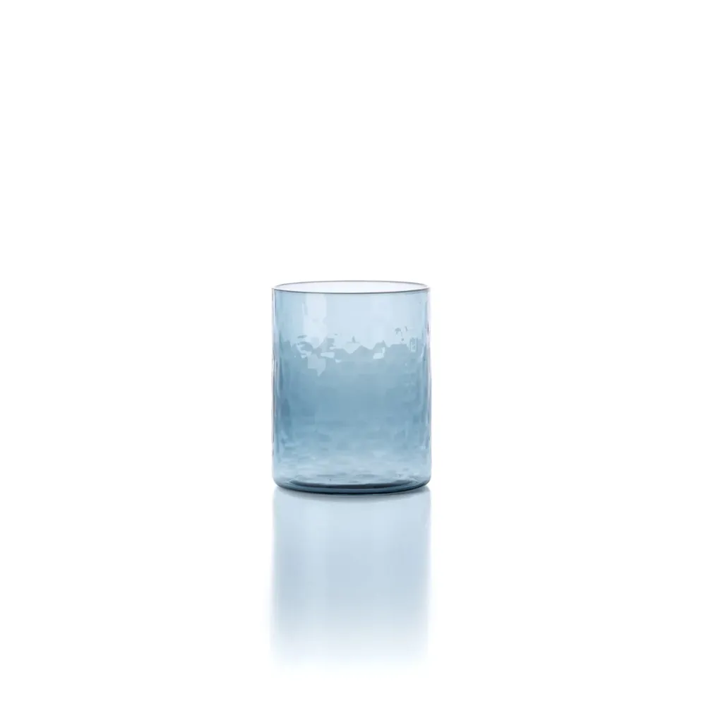 Azuurkleurig gehamerd hoog drinkglas - blauw Bazar Bizar Antwerp