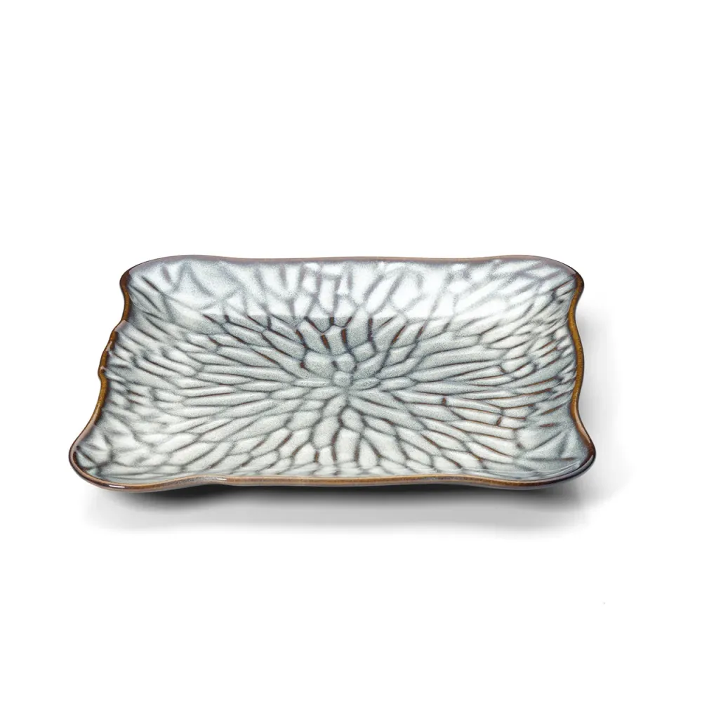 Het Lotus Ice vierkante bord - grijsbruin - XL Bazar Bizar Antwerp