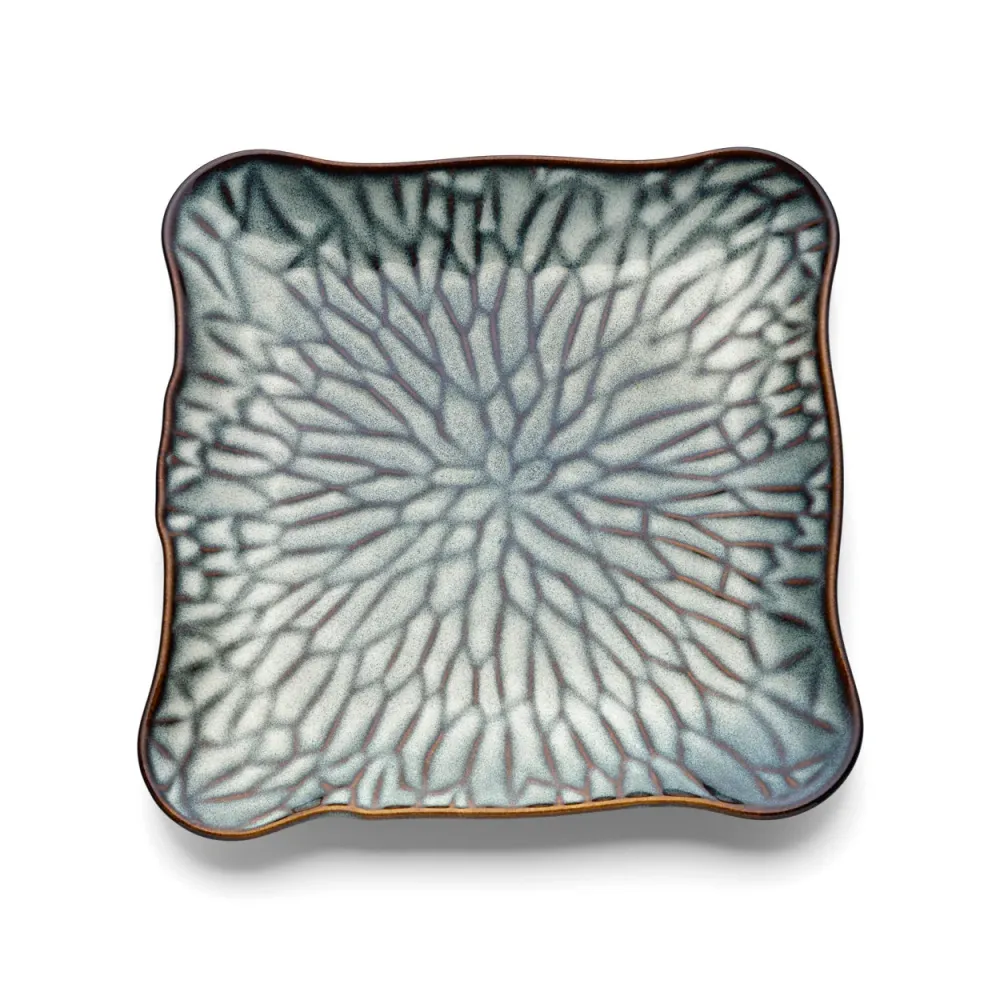 Het Lotus Ice vierkante bord - grijsbruin - XL Bazar Bizar Antwerp