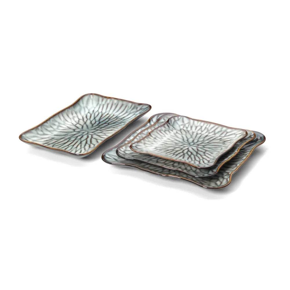 Het Lotus Ice vierkante bord - grijsbruin - XL Bazar Bizar Antwerp
