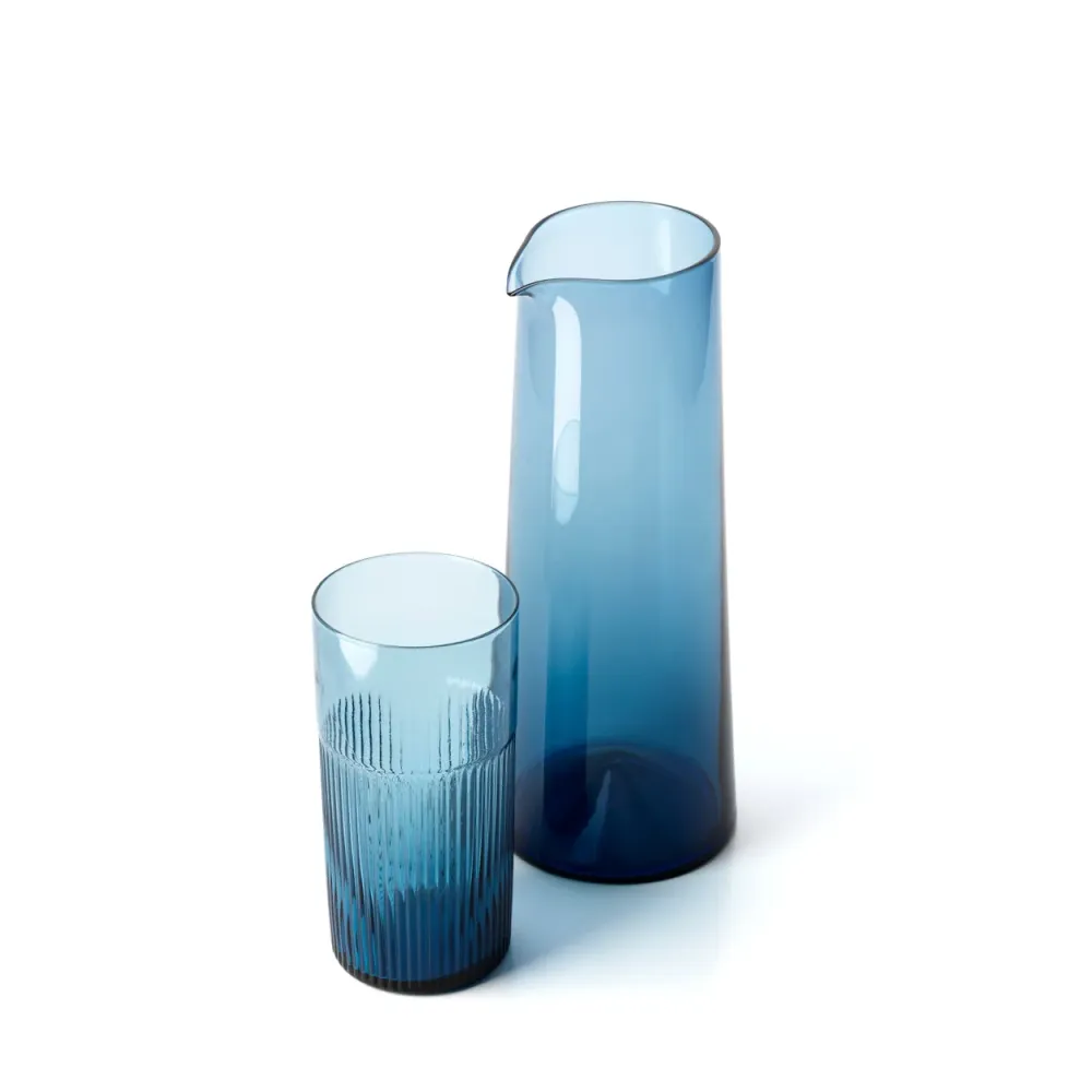 Hoge azuurgeribbelde tumbler - blauw Bazar Bizar Antwerp