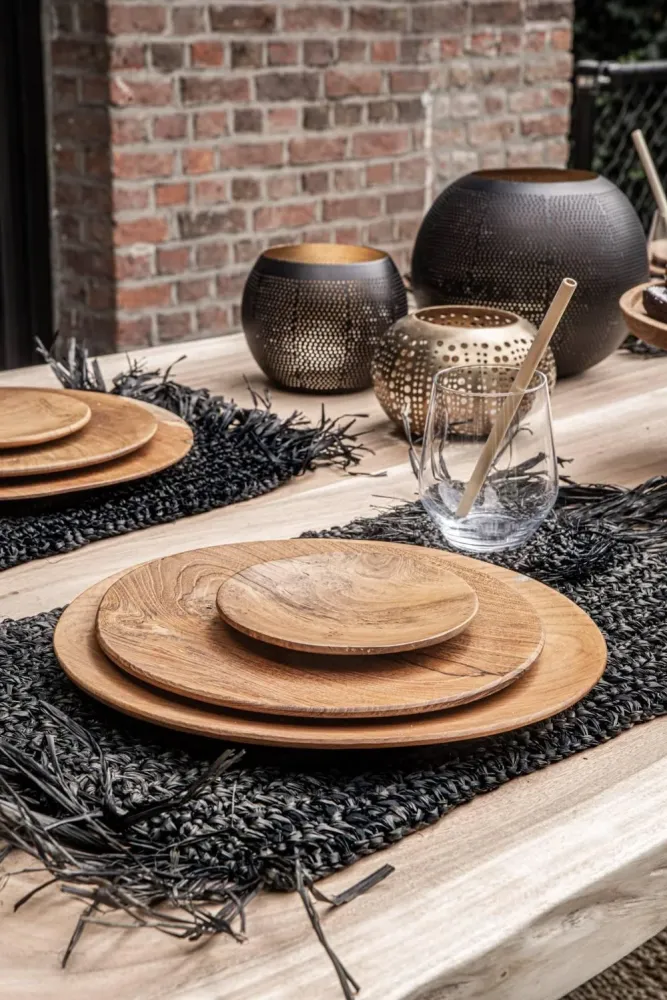 Dinerbord Root Teakhout rond Bazar Bizar