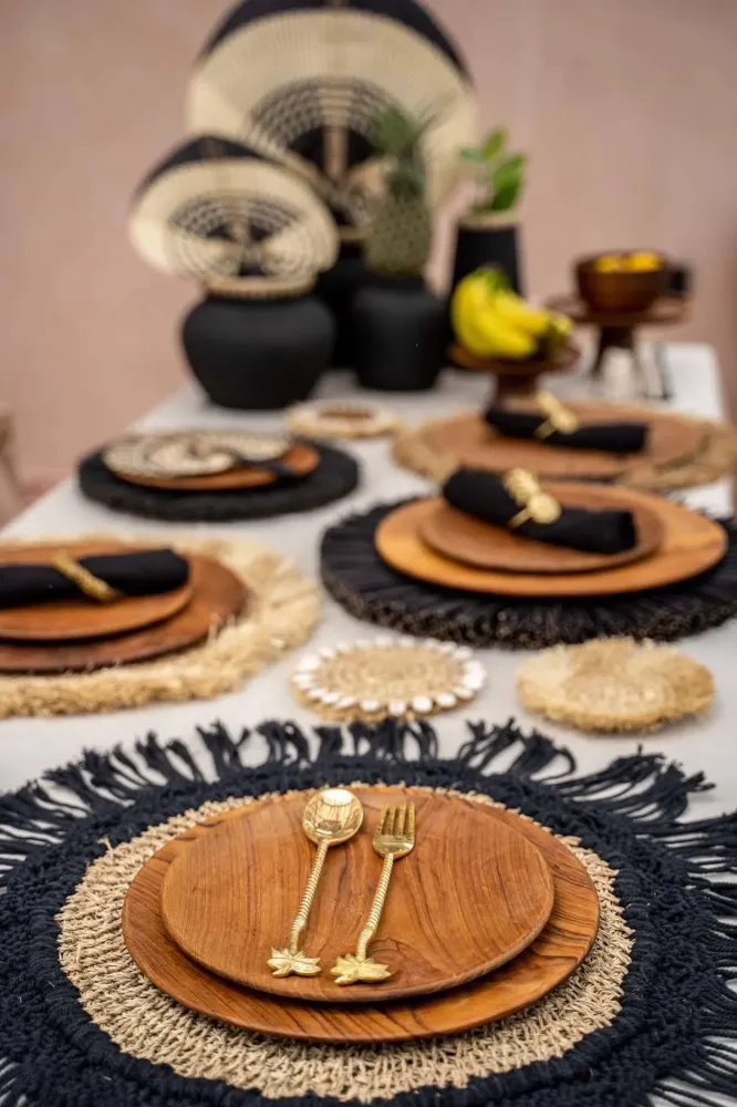 Dinerbord Root Teakhout rond Bazar Bizar