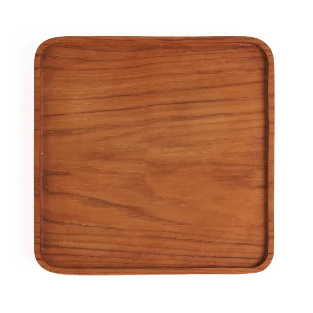 Het Teak Vierkant Bord - Naturel - S Bazar Bizar