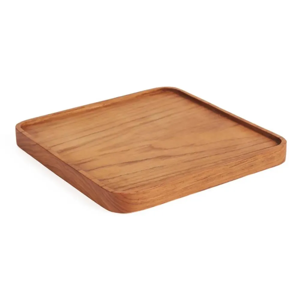 Het Teak Vierkant Bord - Naturel - S Bazar Bizar