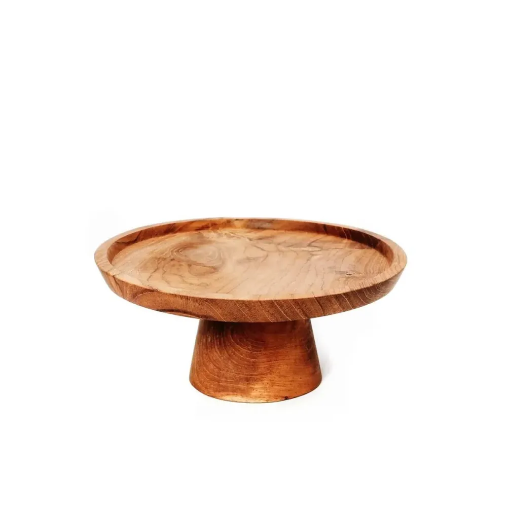 Teak Root Cake Dish - S Bazar Bizar