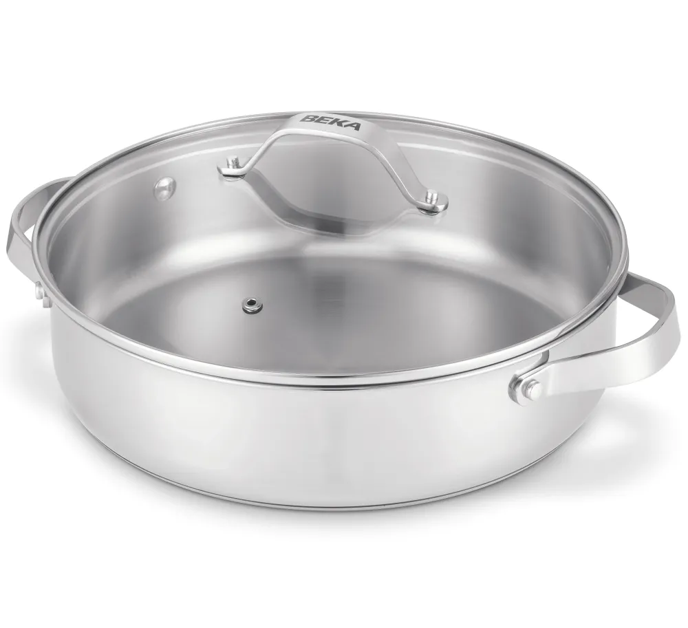 Beka Hapjespan / Sauteerpan met 2 zijgrepen & glazen deksel Cicla ø 28 cm - geschikt voor alle warmtebronnen - zonder anti...