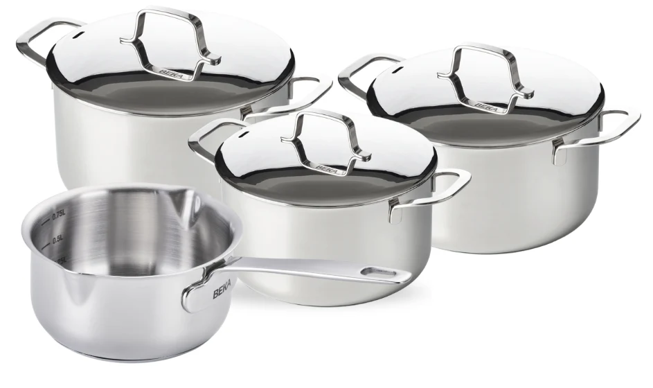 Beka Pannenset Maestro 4-Delig - zonder anti-aanbaklaag - geschikt voor alle warmtebronnen (Kookpannen & Steelpan)
