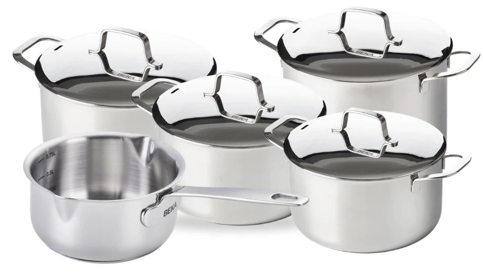 Beka Pannenset Maestro 5-Delig - zonder anti-aanbaklaag - geschikt voor alle warmtebronnen (Kookpannen, Steelpan & Soeppan)