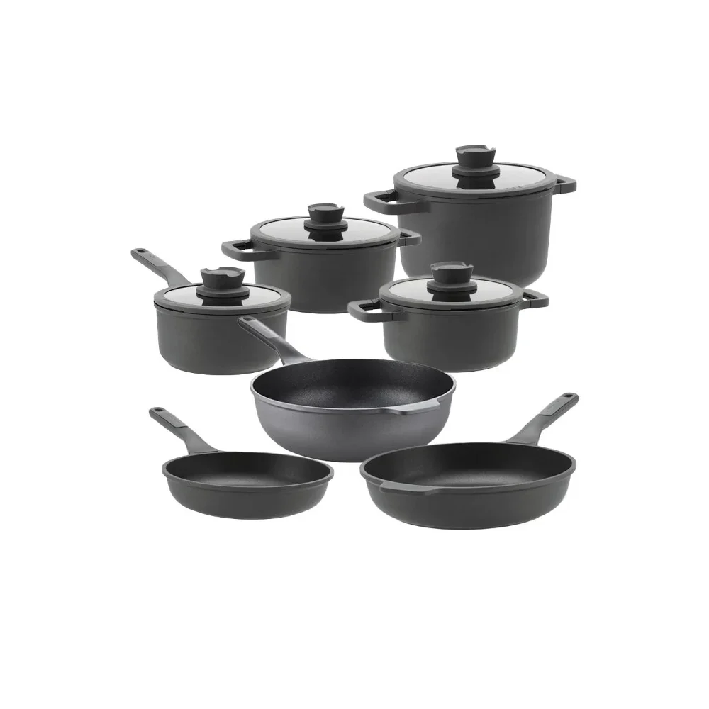 BergHOFF Leo Stone Pannenset 11 delig Downdraft | Met Gratis Panbeschermers