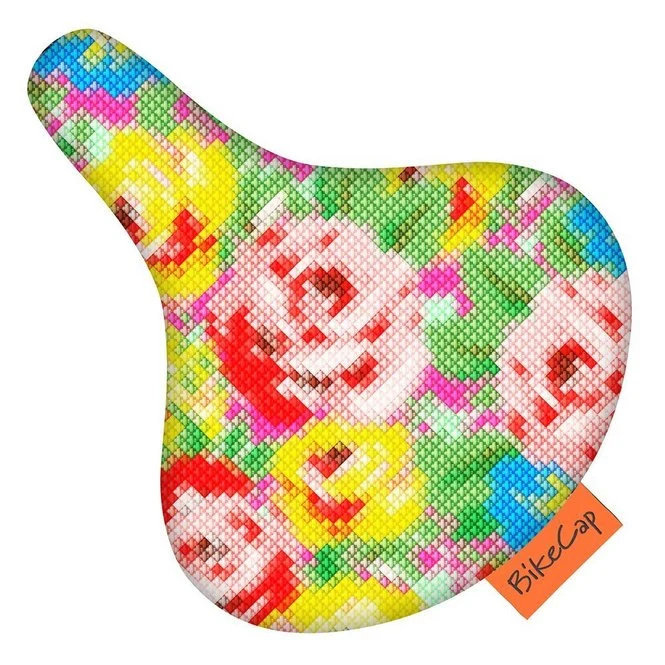 Bikecap zadelhoes stitchy flowers