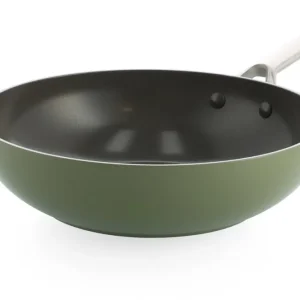 BK Sublime Olive Green Wok met keramische antikleeflaag 28cm
