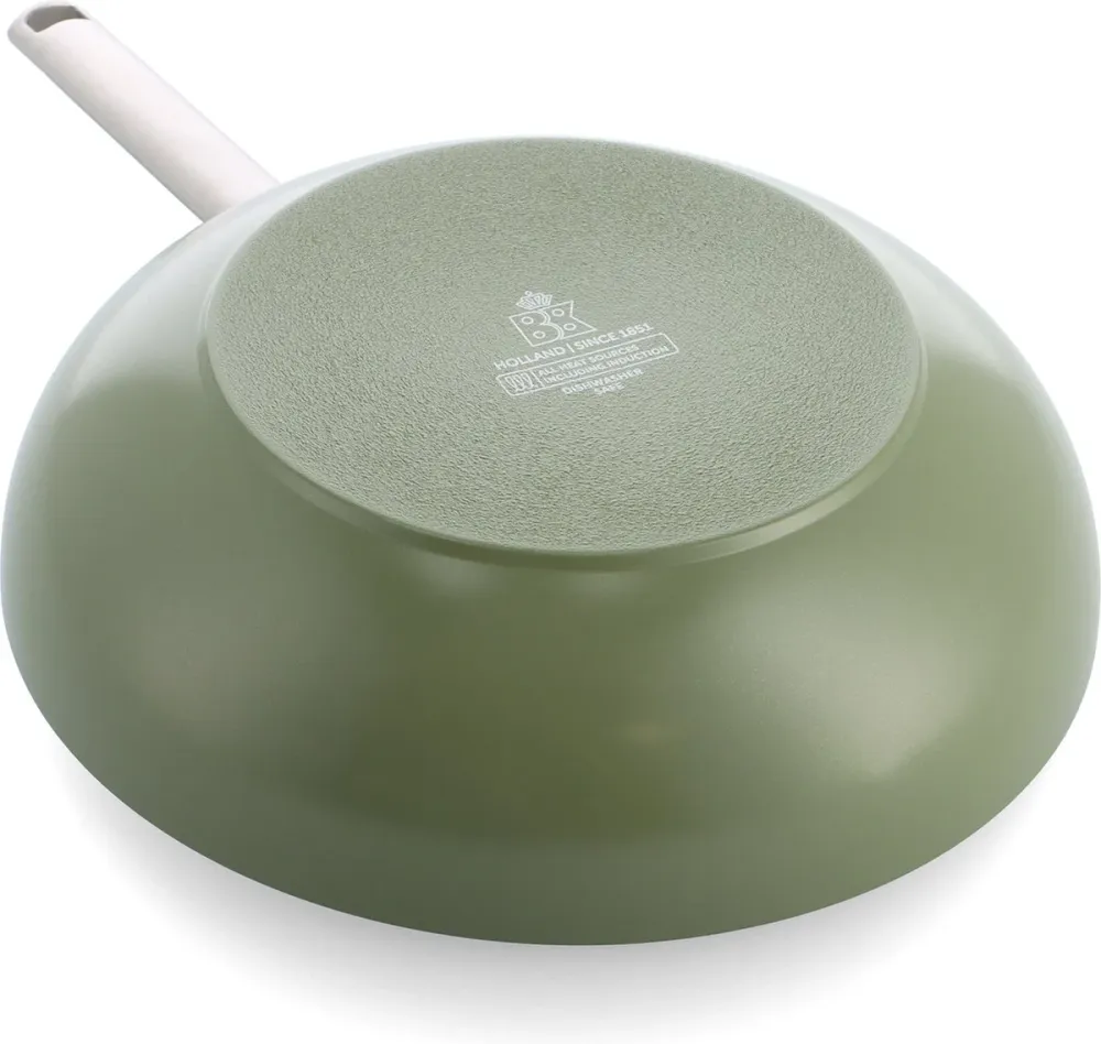 BK Sublime Olive Green Wok met keramische antikleeflaag 28cm