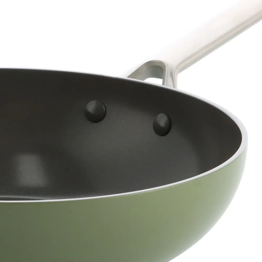 BK Sublime Olive Green Wok met keramische antikleeflaag 28cm