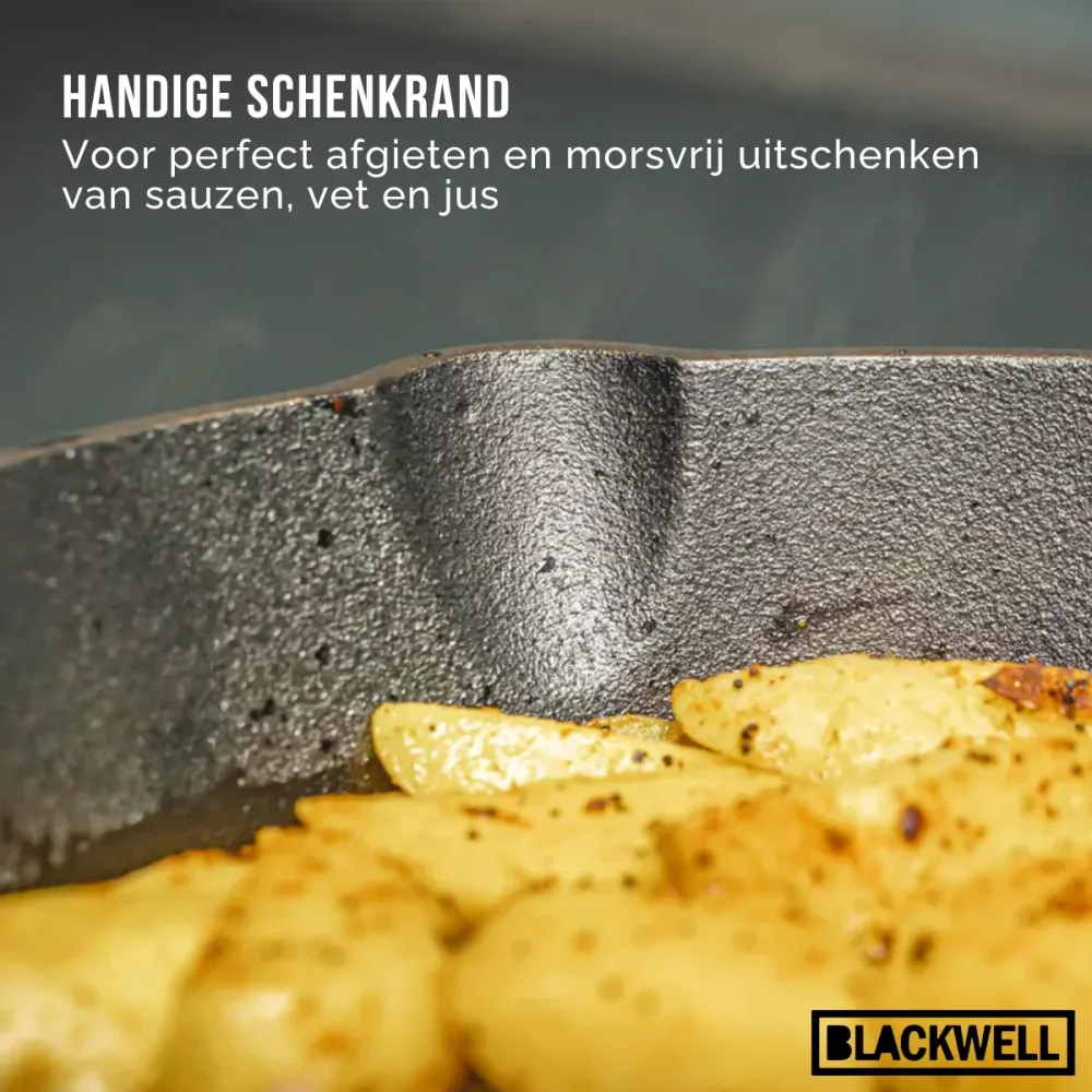 Blackwell Koekenpan Skillet Gietijzer ø 25 cm - geschikt voor alle warmtebronnen - zonder anti-aanbaklaag